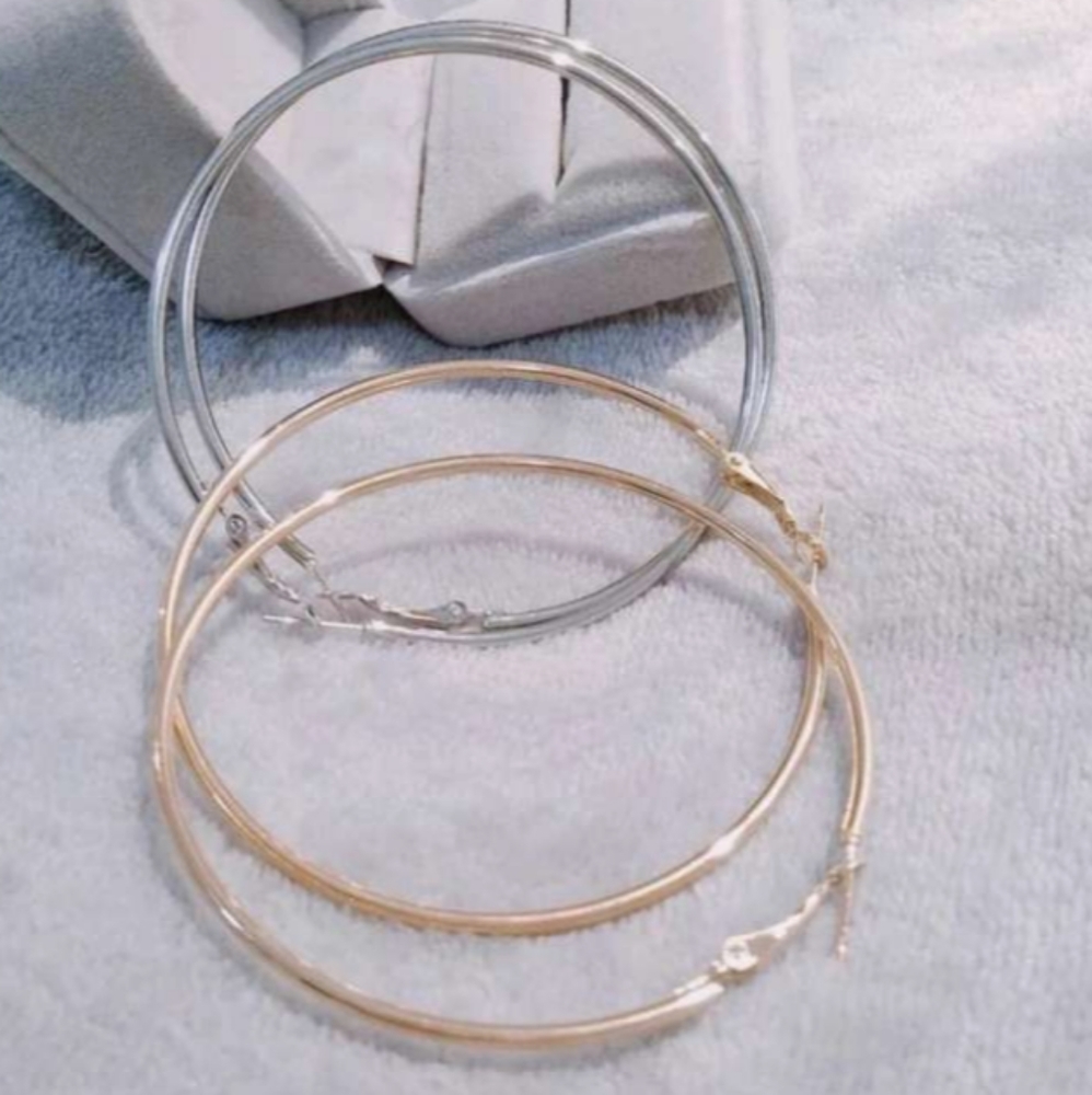 HUGE 10 CM WIDE HOOP ROSE GOLD EARRINGS - Picture 3 of 3